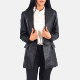 Dagas Black Leather Blazer Jacket